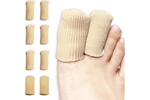 SHFYFHS 8 Pièces Protections d'orteils en gel, Tube de Coussin d’Orteil, Toe Cover Protector, Bandage Aux Orteils, pour Cors Callosités, Traitement des Oignons, Soulagement de La Douleur de Friction 2 Tailles