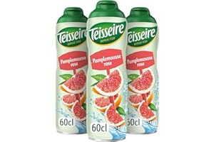 Teisseire Sirop de Pamplemousse Rose pour Boisson Rafraîchissante, Cocktails (3x60cl)