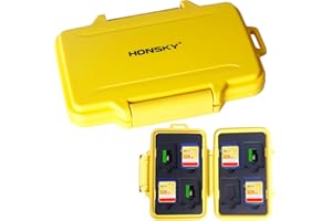 SD Card Holder, Honsky Waterproof Memory Card Holder Case for SD Cards, Micro SD Cards, SDHC SDXC, Yellow