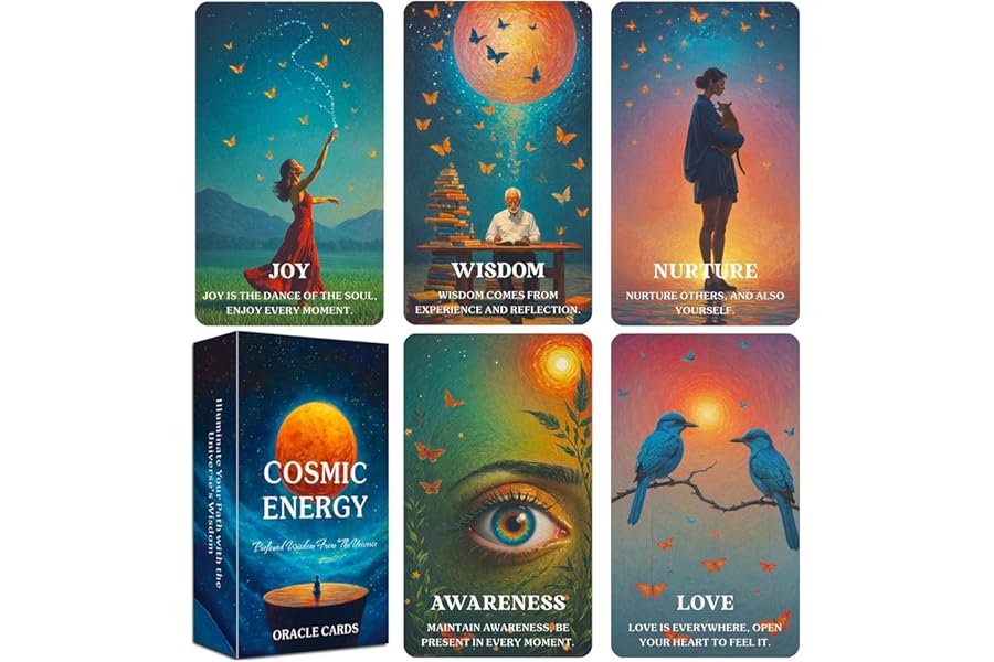 QCFQCF Cosmic Oracle Cards, Universe Message Oracle Cards for Beginners, Inner Strength, Spiritual Guidance Oracle Deck, Universal Wisdom for Daily Use, Readings, and Meditation