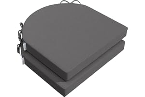 ‎PRIMEPATIO PRIMEPATIO Stuhlkissen 45x45x5cm (2er-Set) Anthrazit - Hochdichter Schaumstoff Indoor/Outdoor für Küche, Esszimmer, Garten - Mit Fixierbändern & Waschbarem Bezug