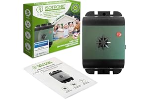 ISOTRONIC Zasilany bateriami odstraszacz ptaków, ochrona przed gołębiami, mewami, krukami i innymi ptakami, ultradźwiękowy odstraszacz do ogrodów, plantacji, balkonów itp., obszar działania: 40 m²