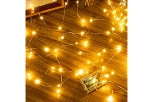 ‎OLLNY Ollny 5M LED Lichterkette Batterie, 50er LED Lichterkette innen Kupferdraht IP44 wasserdicht, Weihnachtsbeleuchtung für DIY Weihnachten Garten Party Hochzeit Deko (warmweiß)