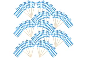 AJUNLKVDR 50 Piezas Decoraciones Oktoberfest,Oktoberfest,Palillos de Dientes Con Bandera de Oktoberfest,Palillos de Dientes,Accesorios Oktoberfest Baviera,Decoración de Mesa Oktoberfest,Decoración de Fiesta