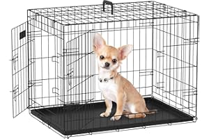 HOMCOM PawHut Jaula para Perros Plegable Transportín para Perros con 2 Puertas Bandeja Extraíble y Asa de Transporte 76x46x52 cm Negro