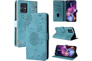 Rostsant Handyhülle für Motorola Moto G54 5G Löwenzahn PU Leder Motorola Moto G54 5G Flip Case Brieftasche Tasche Hülle Magnetisch Handyhülle für Motorola Moto G54 5G Blau