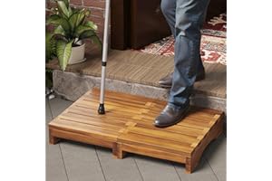 KZEIRM Acacia Wood Platform Step Stool, 3.5" Height Wooden Steps for Outdoor Use, Bed One Step Platform for Adults/Elderly, Non-Slip Prefab Porch Steps for Outside