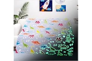 ‎LIOFEVE Kuscheldecke Flauschig Kinder,Glow In The Dark Blanket, Dinosaurier Kuscheldecke Geschenke für Mädchen Junge 4-12 Jahren,Geburtstagsgeschenk Flauschige Decke 127x152 cm Perfekt für Zimmer, Sofa, Reise