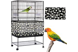 Mngren Einstellbar Vogelkäfig Abdeckung, Extra Groß Vogelkäfig Samenfänger, Papageien Kordelzug Vogelfutter Kleintiere Netz, Abdeckung Rock Bewachen für Runde Quadratische Käfige