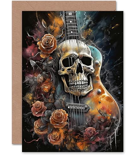 Artery8 Grußkarte 'Skull Punk' – Leere Karte Für Musik-Fans, 17,5x12,5 Cm, Hochwertiges Papier, Inkl. Umschlag