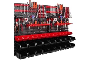 BOTLE ITBNN600x4-U2020-MIX16 Étagère murale, 1152 x 780 mm, système de stockage avec supports à outils, boîtes empilables, de rangement, panneau mural extra solide, rayonnage extensible