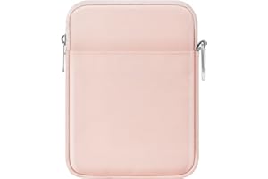 MoKo 6-7 Inch Kindle Sleeve Bag, Protective Nylon Cover Compatible with Kindle Colorsoft, Kindle Paperwhite 12th Gen 2024, Kindle 2024-2016, Fire 8/7, Kindle Oasis E-Reader, Pink