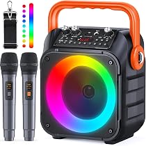 Wowstar Karaoke Maschine mit 2 Mikrofone, Tragbaren Bluetooth ...