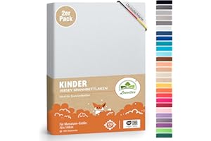 ‎LEEVITEX Premium Kinder Spannbettlaken leevitex® | 2er Set | Für Babybett & Kinderbett 70 x 140 cm | 100% hochwertige Mako-Jersey-Baumwolle - 170 g/m² | Öko Tex geprüft | Weiß