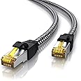 Primewire – 0.25m CAT 7 Ethernet Cable - Network Gigabit LAN cable – 10 Gbits – cotton braided patch cable - Cat. 7 raw cable S FTP PIMF shielding with RJ45 connector - Switch Router Modem