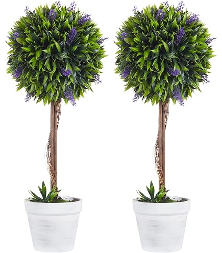 DUZYXI Due vasi da 54,6 cm di cedro artificiale sferico resistente ai raggi UV, vasi per alberi artificiali sempreverdi simulati per portico, passerella, ingresso, giardino, decorazione interna ed