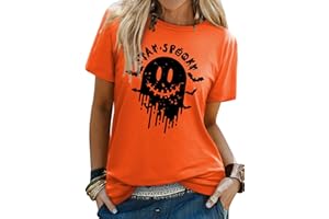 WIEIYM Halloween T Shirt Women Pumpkin T Shirts Witch T-Shirt Unisex Funny Ghost Top Halloween Costume