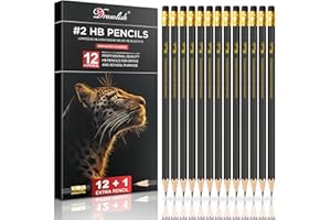 DRAWLISH HB Pencils With Rubbers on the End - Pack of 12 + 1 Sharpened Graphite Pencils - Long Lasting, Durable, Hexagonal Sketching Pencil for Kids - Ideal Drawing Pencil for School, Work, Home & Artist
