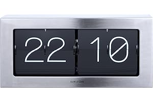 Karlsson Flip Clock Wall Desk Clock Brushed Steel