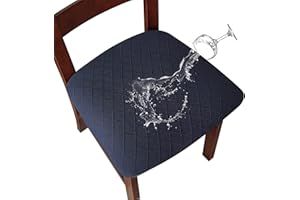 SHENGYIJING Stretch Diamond lattice Waterproof Chair Seat Covers for Dining Room Chairs Covers Dining Chair Covers Kitchen Chair Covers with Buckle (Navy,4)