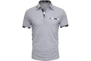 GLESTORE Poloshirt Herren Kurzarm Golf PoloHemd mit Falsche Brusttasche Sommer Polo T Shirt
