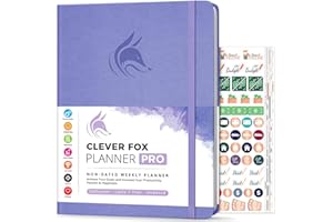 Clever Fox Planificador PRO - Organizador Personal de Vida Semanal y Mensual para Mejorar la Productividad, la Gestión del Tiempo y Alcanzar Tus Metas - A4, Sin fechas 1 Año - Lavanda