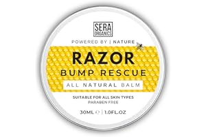 Natural Aftershave Balm with Tea Tree & Hemp Seed | Skin Soothing Cream for Razor Bumps, Ingrown Hairs & Razor Burns | After Shave Repair Balm, Handcrafted in the UK (30g) - Sera Organics