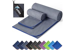 Jokisa 2 Piezas Toalla Microfibra (180x90cm Toalla Piscina+100x50cm Toalla Gimnasio), Toalla Playa de Secado Rápido y sin Arena, para Fitness, Playa, Gimnasio, Camping (Azul Oscuro - Azul)