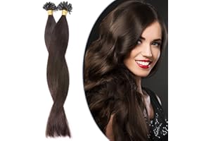 UK FASHION SHOP Extension Capelli Veri Cheratina 100 Ciocche 50g Pre Boned Remy Human Hair Naturali Lunghi U Tip Estensioni Lisci, 50cm 2 Marrone Scuro