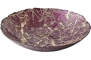 Anton Studio Designs - Gold Marble Bowl - Diameter 33 cm - Gold and Purple Decorative Glass Bowl for Home and Holiday Decoration