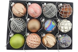 MC-TREND 12er Set edle Luxus Glas Weihnachtskugeln Ø 6cm Weihnachtsbaum Kugeln Christbaumkugeln Weihnachts-Deko Christbaum-Schmuck (Sortiment C)