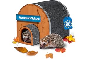 SCHWANFELD® Winter Proof Igloo Hedgehog House [Protects Against Eating Eats] – Includes Roofing Felt for Optimum Weather Protection – Premium Hedgehog Feeder with Stem – High-Quality Hedgehog House