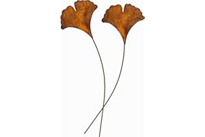 BLÜMELHUBER Bluemelhuber Lot de 2 piquets de Jardin en Forme de Feuille de Ginkgo Métal avec Patine Effet Rouille Décoration de Jardin