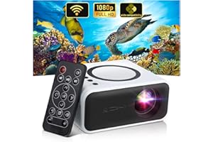 AUNIQ Mini Projecteur Full HD 1080P,Portable Videoprojecteurtéléphone Portable Projecteur, Cinéma Projecteur Vidéo WiFi Projecteur Cinéma Compatible iOS/Android/Tablette/PC/TV Stick/USB/DVD