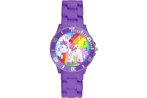 Taffstyle Kinder-Armbanduhr Analog Quarz mit Silikon-Armband Zahlen Einhorn Kinderuhr Lernuhr Sport-Uhr