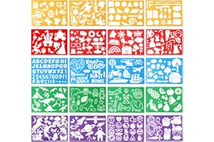 VEYLIN Stencils for Kids Crafts Reusable,20 Pcs Plastic Drawing Stencils with 250+ Shapes, Including Letters, Flowers, and Animals for Children's Painting