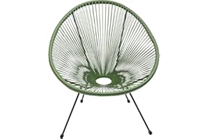 ‎KARE Kare Design Sessel Acapulco, Grün, Indoor und Outdoor Stuhl im Retro-Design, Gartenstuhl, Relaxsessel für Balkon, Garten, Terrasse, Schwarzes Stahlgestell, 85x73x78 cm (H/B/T)