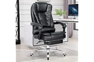 Blisswood Executive Office Chair For Home with Footrest & Lumbar Support Ergonomic Recliner Computer Desk Chair Adjustable Heavy Duty 360° Swivel Home Office with Tilt Function, Black