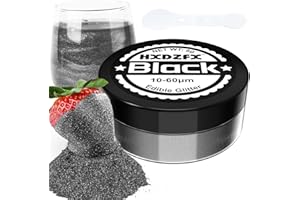 HXDZFX Black Edible Glitter - 100% Edible Glitter for Drinks, Cake Decorations, Chocolates, Muffins, Cocktail, Candy, Cream, etc. Black Food Colouring Powder (8g)