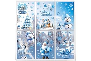 Nepfaivy Pegatinas Navidad Ventanas Adornos - 110 Piezas Adornos Navideños Reutilizables, Adhesivos Doble Cara Coloridos de Papá Noel, Rudolph y Copos Nieve para Cristal