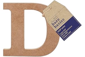 Papermania Bare Basics MDF Letter 1 Piece - D, Art, Craft, Alphabet Letter, Sign, Name Plaque, Make Them Personalised, Decorate With Paint, Glitter, Stencil, Vinyl, Small Plaque For Home Decor