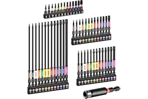 GEINXURN 52tlg. Torx Schrauber Bit Set Schlagfester T7-T40 25mm 50mm 75mm 150mm Länge, 1/4" Sechskantschaft S2 Legierter Stahl Bitsatz mit 1tlg. 60mm Magnetische Bit-Halter, Farbcodierte Basis