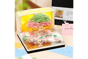 Auniq 3D Desk Calendar 2026 Memo Pad with Light, 2026 Time Piece Calendar 3D Tree House Weekly Calendar Notepad DIY Paper Carving Art Craft Gift Life Calendars Christmas New Year Desktop Decoration
