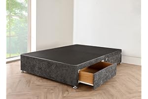 NA2 Divan Beds Deals Double Divan bed base | Charcoal Chenille Fabric Base with 2 Storage Drawers