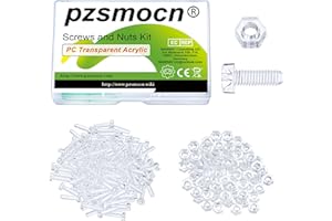 Pzsmocn 200 Pezzi/100 Set M4*12 mm Viti a Testa Tonda con Croce in Plastica Trasparente per PC Dadi Esagonali, Dimensioni Standard, per Fai da Te, Modelli e Fissaggio di Prodotti Elettronici.