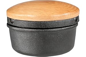 Zassenhaus Grattugia per spezie XL, Ø 11 cm, altezza: 7 cm, in ghisa con vano portaoggetti, coperchio in legno di faggio a chiusura ermetica, superficie extra larga, grattugia per erbe e spezie