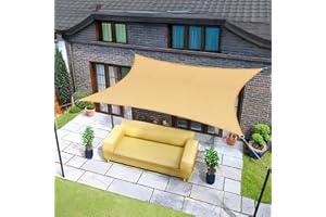 Sunnylaxx 4x4m Sabbia Tenda a Vela Quadrata Ombreggiante, Impermeabile Vele Parasole Protezione UV per Esterno, Giardino e Terrazza, Piscina