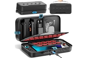 Gersker Étui de Transport pour Switch/Switch OLED/Switch 2, Protection Coque Housse avec Port de Charge Intégré, Stockage Cartouches, Filets de Rangement, Noir