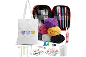Benlay Aiguilles à Crochet Set 84 Pièces, Avec Sac De Tricot et Des Articles De Crochet Supplémentaires, Kit De Crochet en Pour Débutants, Parfait Pour Débutants et Artisans.
