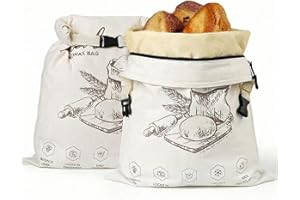 2 Stück extra große Bienenwachs-Brotbeutel mit Reißverschluss - Wiederverwendbare Baumwoll-Leinen-Brotaufbewahrungsbeutel mit natürlichem Bienenwachs-Futter für Sauerteig & Handwerkerbrote (weiß)